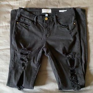 Frame Denim Black Ripped Skinny Jeans